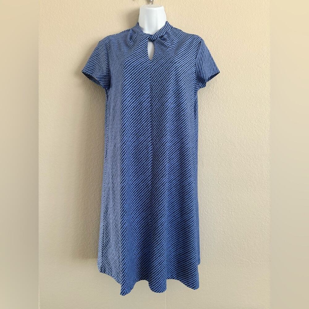 J. Mclaughlin Catalina Cloth Twisted Keyhole Neck‎ Dress Blue Print Medium